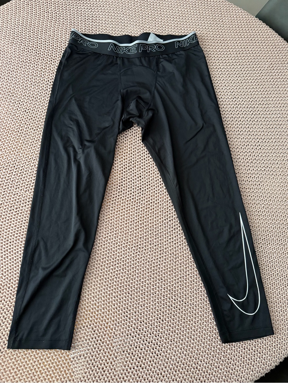 Nike Pro black leggings with white Nike swoosh, size XL #activewear #fitness